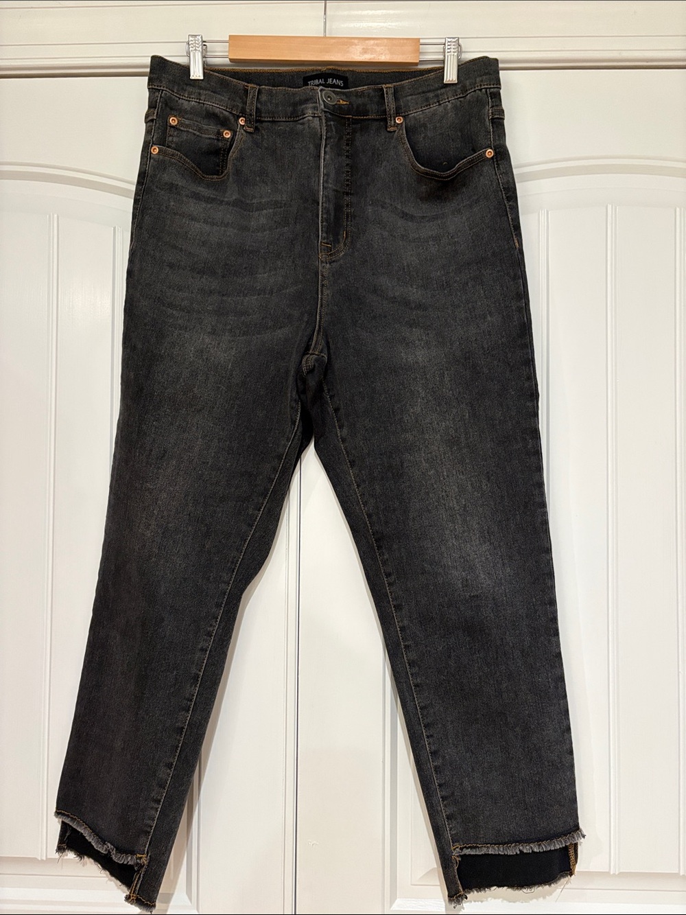 Tribal Black Washed Ankle Crop Jeans